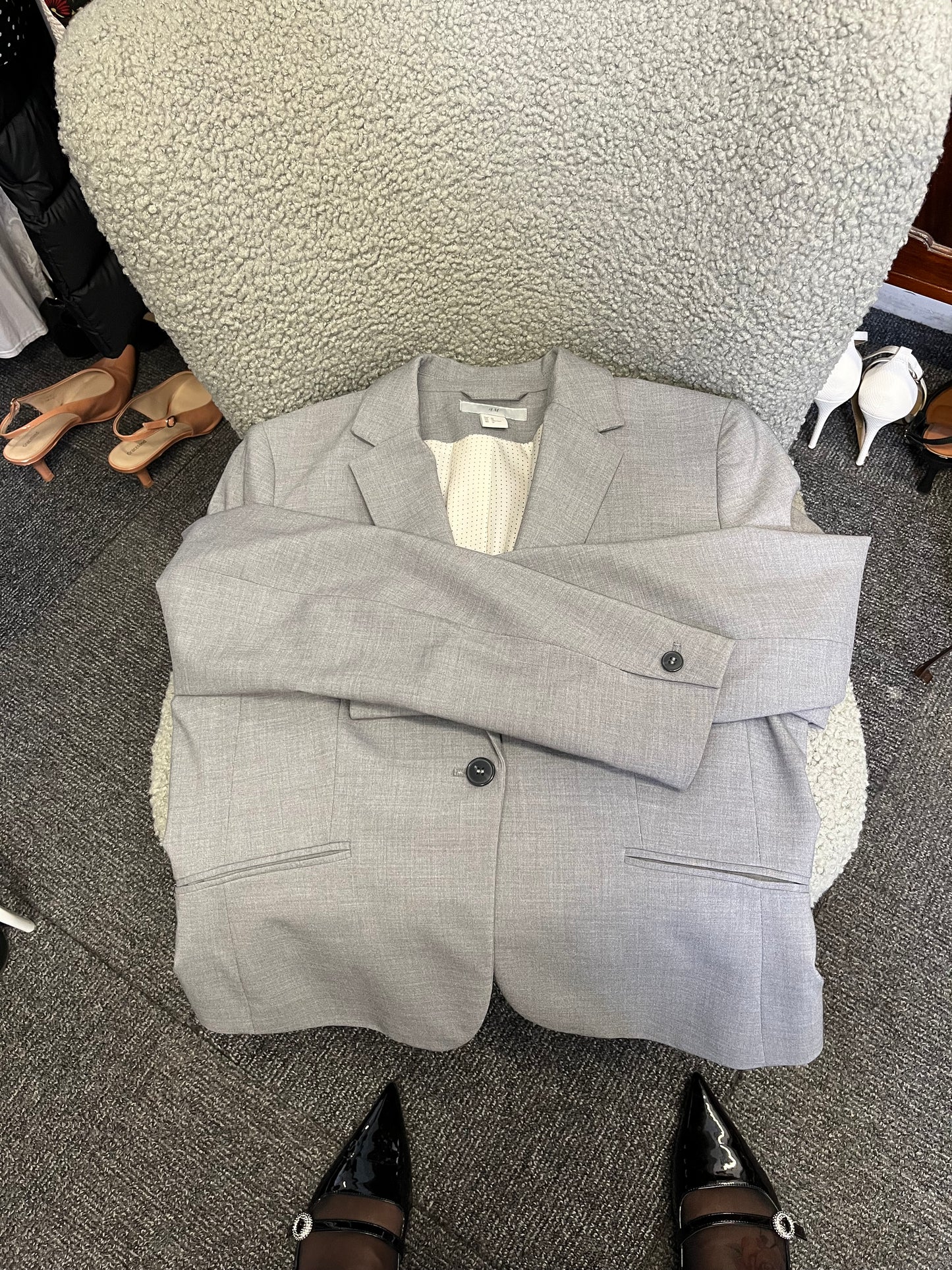 Grey skirt suits
