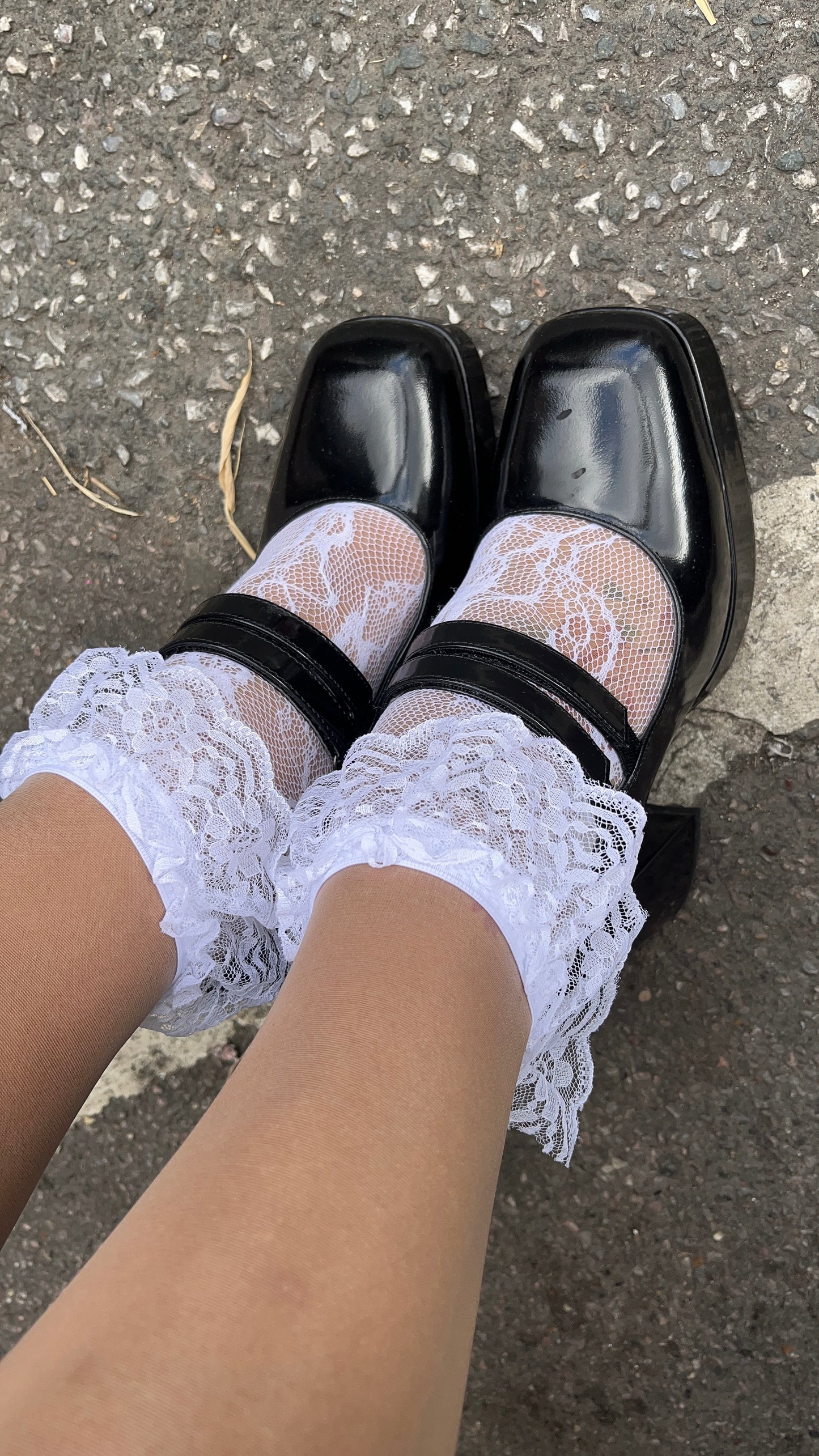 Black patent block heel shoes